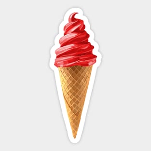 Sweet Red Cherry Dipped Ice Cream Cone Sticker